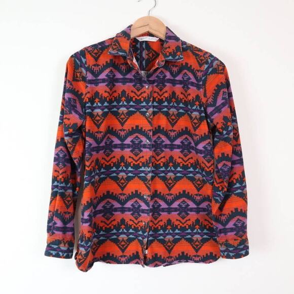 Woolrich Aztec Size M Keystone Top Womens Flannel Button Down Orange - Picture 1 of 10